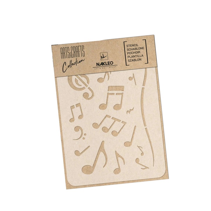 Sablon decorativ reutilizabil, Nakleo, A4, Note muzicale, 21 x 30 cm