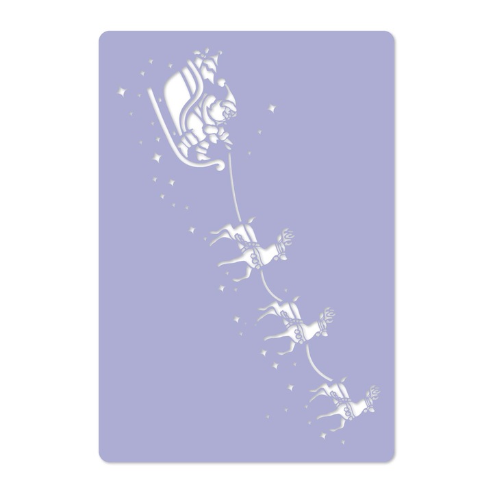 Sablon decorativ reutilizabil, Nakleo, Sania lui Mos Craciun, 45 x 65 cm