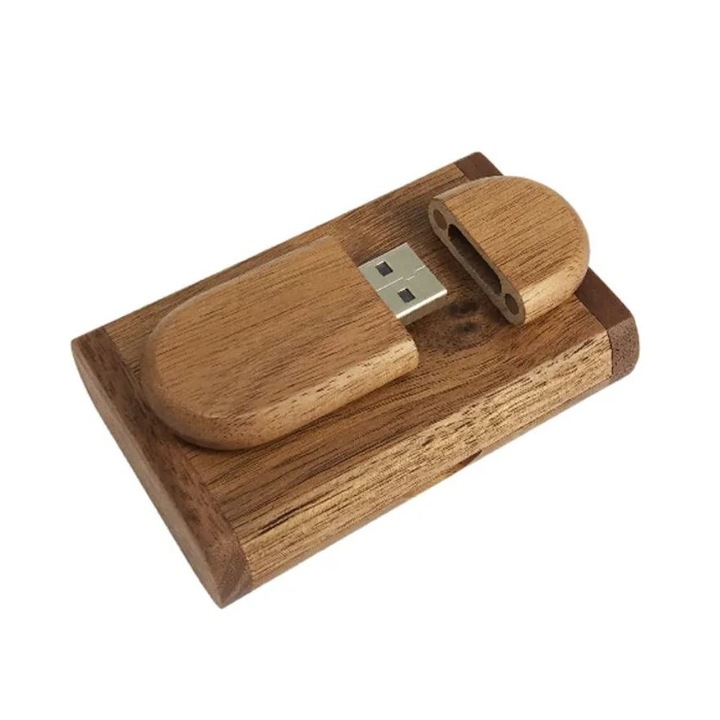 Memorie USB 8 GB, USB 3.0, din lemn de fag si cutie, culoare maro