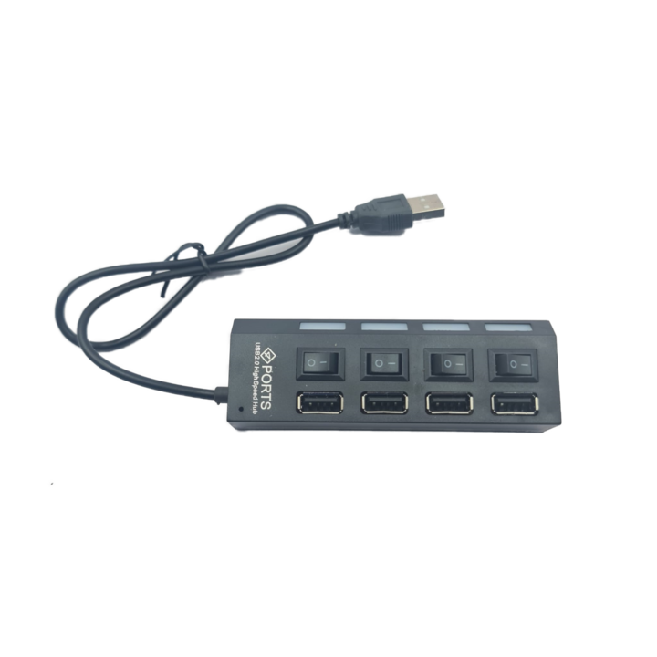 USB Hub 4 portos, 10 cm, fekete, Dalimag