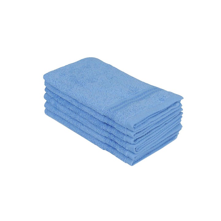 Fürdőtörölköző szett, Hobby, 6 darabos, 30 x 50 cm, 317HBY1113, pamut, kék