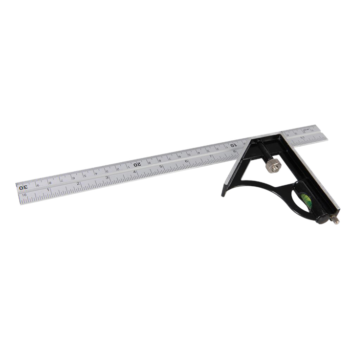 Echer 300mm, 3 in 1, linie aluminiu, nivela cu bula, metric si imperial, Task