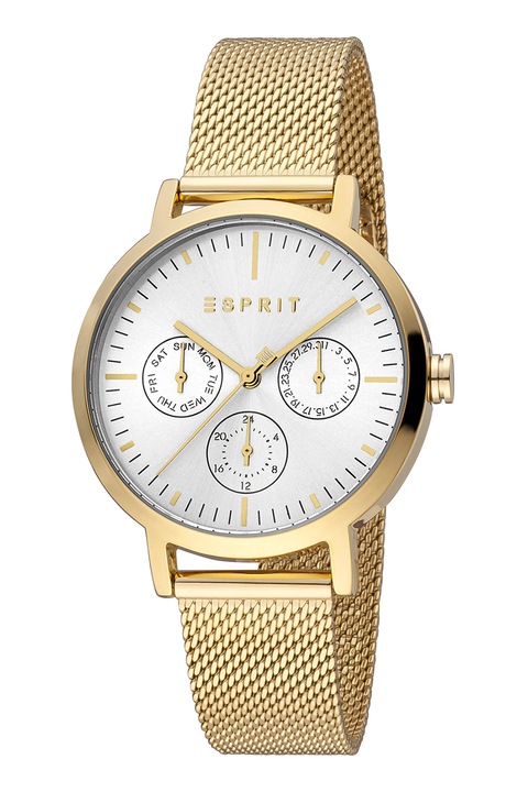 Esprit, Мултифункционален часовник с мрежеста верижка от неръждаема стомана, Златист