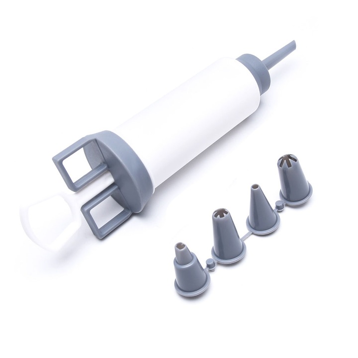 Pistol pentru fursecuri, FreeBiz, ABS, 5 piese, Alb