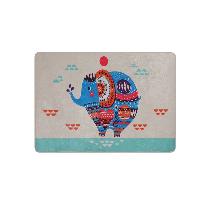 Covoras de baie Asi Home Elefantul Etnic, Multicolor, 80 x 120 cm