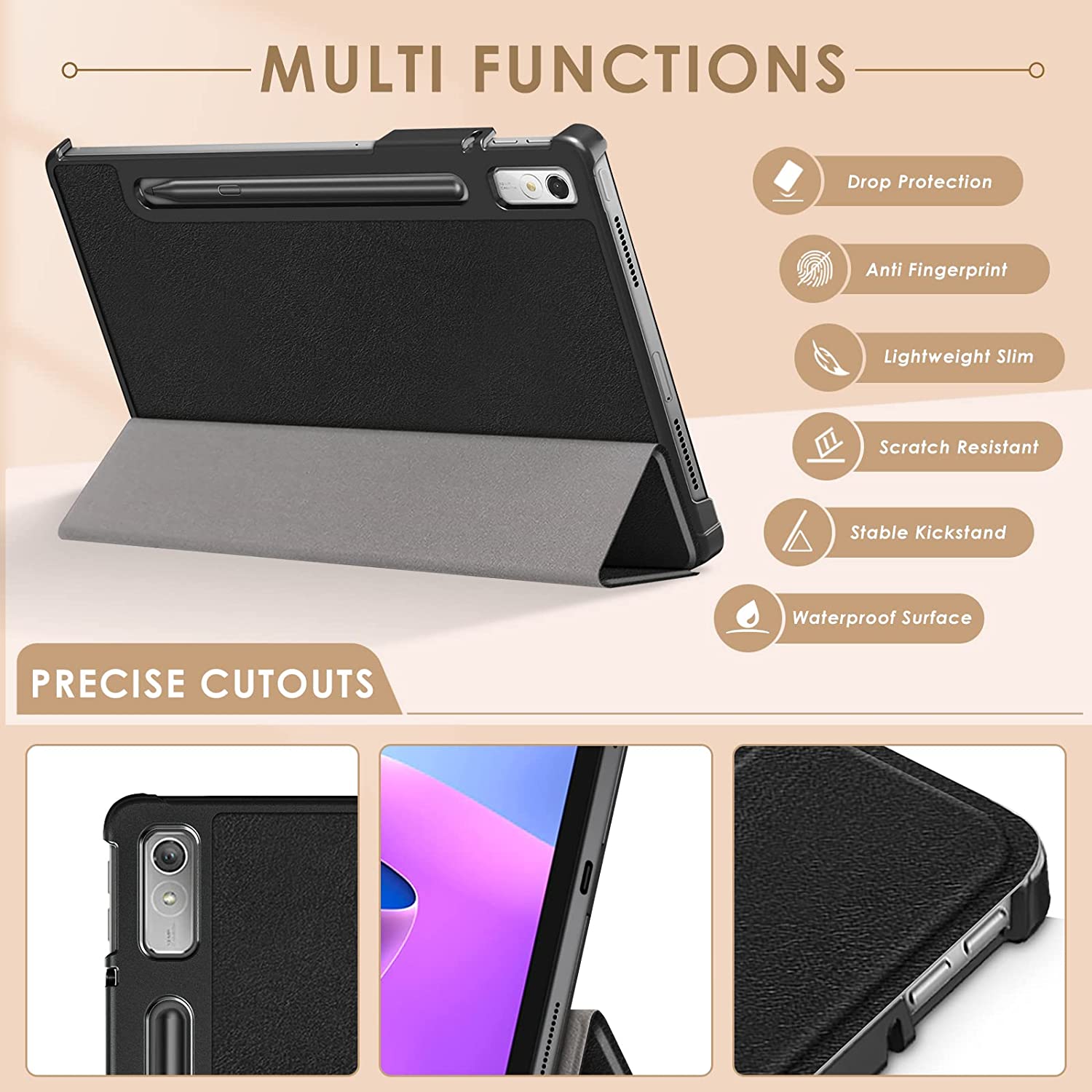 Husa tableta Lenovo Tab P11 Pro Gen 2 11.2 inch Smart Ultralight functie stand Aiyando, negru