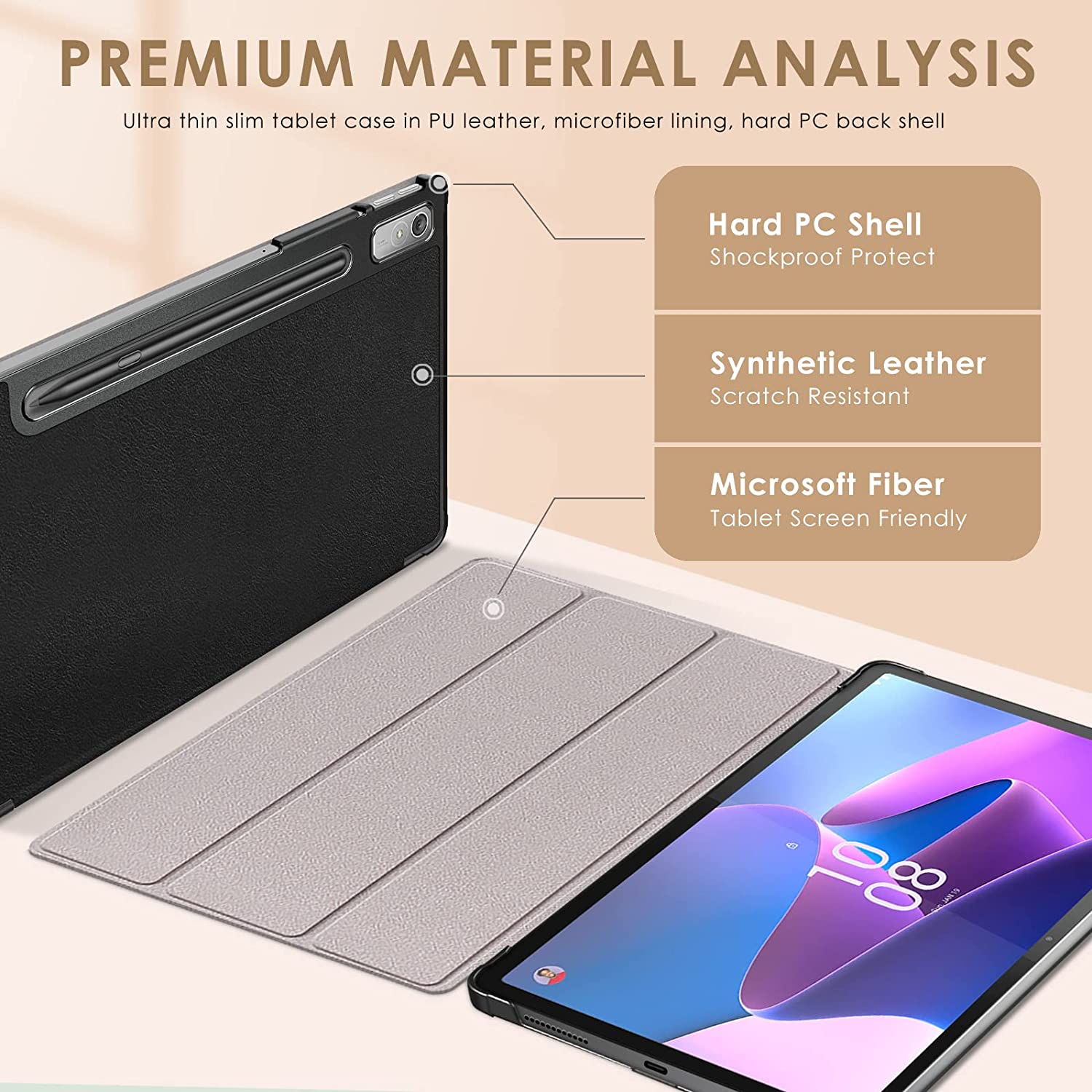 Husa tableta Lenovo Tab P11 Pro Gen 2 11.2 inch Smart Ultralight functie stand Aiyando, negru