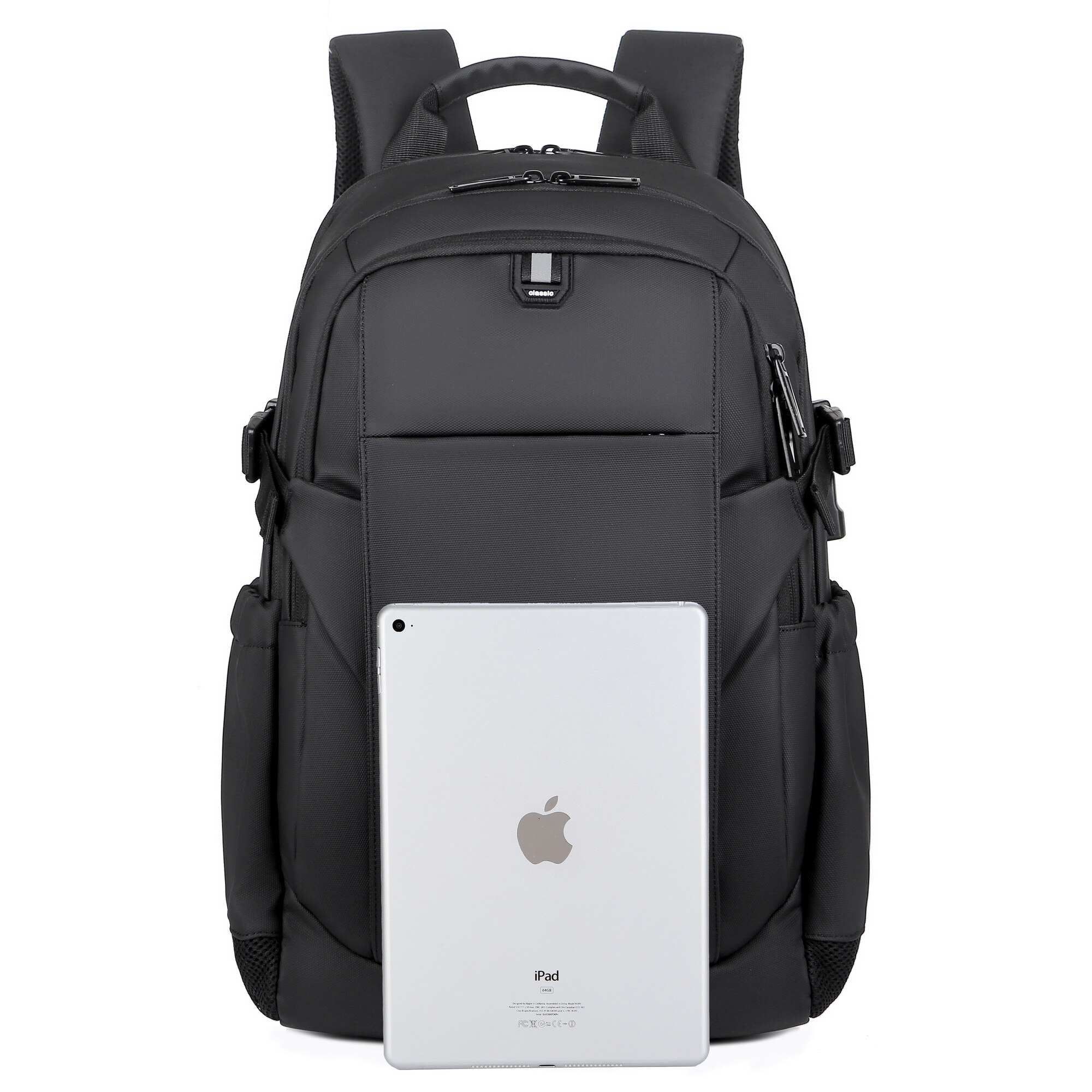Rucsac multifunctional, Rezistent la apa, cu Port de incarcare USB, smart casual pentru Business/ Calatorii si Laptop 15,6 inchi, VisionHub, 30cm X 45cm, Negru