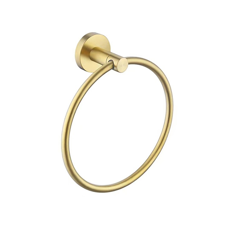 Suport inel pentru prosop, Darklove, Designul suruburilor de ascundere, Anti-ruginire si anti-coroziune, Usor de instalat si de utilizat, Otel inoxidabil, 16.5cm, Auriu