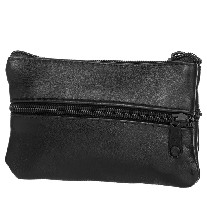 Carcasa pentru chei, Riko, pentru carduri, pentru carti de vizita, KLN1056-NB, Piele naturala, Negru