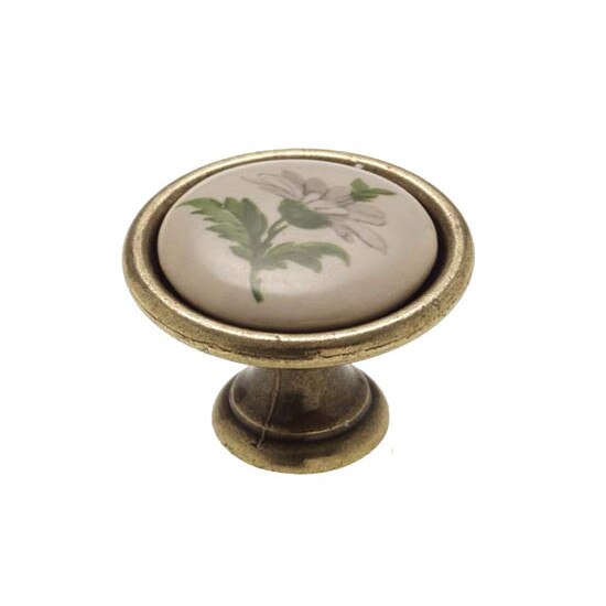 Buton auriu antichizat cu floare verde