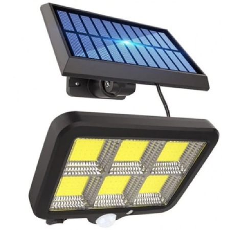 Lampa solara NYTRO F100, LED COB, Senzor lumina, 1200mAh, Panou solar detasabil cu fir 5m, Telecomanda