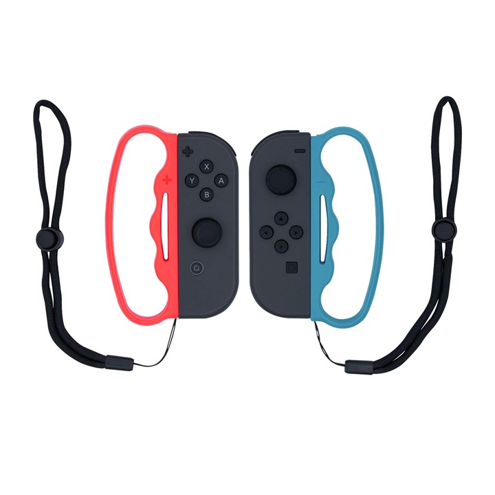 Set 2 manere de box compatibil cu Nintendo Switch, Roffie, Rosu/Albastru