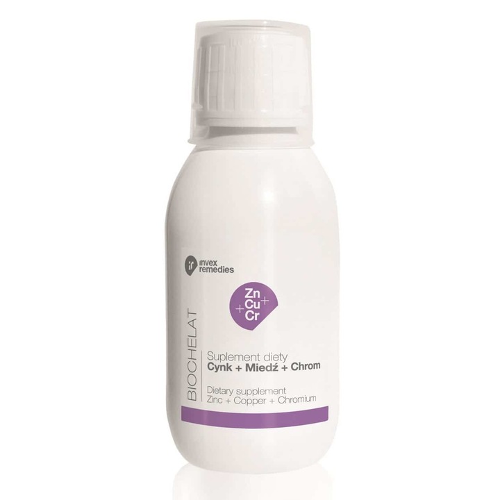 Biokelát Zn+Cu+Cr Cink Biokelát Zn+Cu+Cr, Réz, Króm, INVEX REMEDIES, 150ml