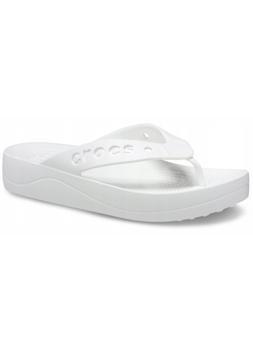 Slapi Femei, Crocs, Baya Platform Flip, Alb