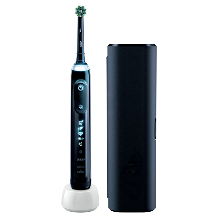 Oral-B Genius X elektromos fogkefe, Mesterséges intelligencia, 3D tisztítás, 6 program, 1 fej, Bluetooth, Standard utazási készlet, Fekete