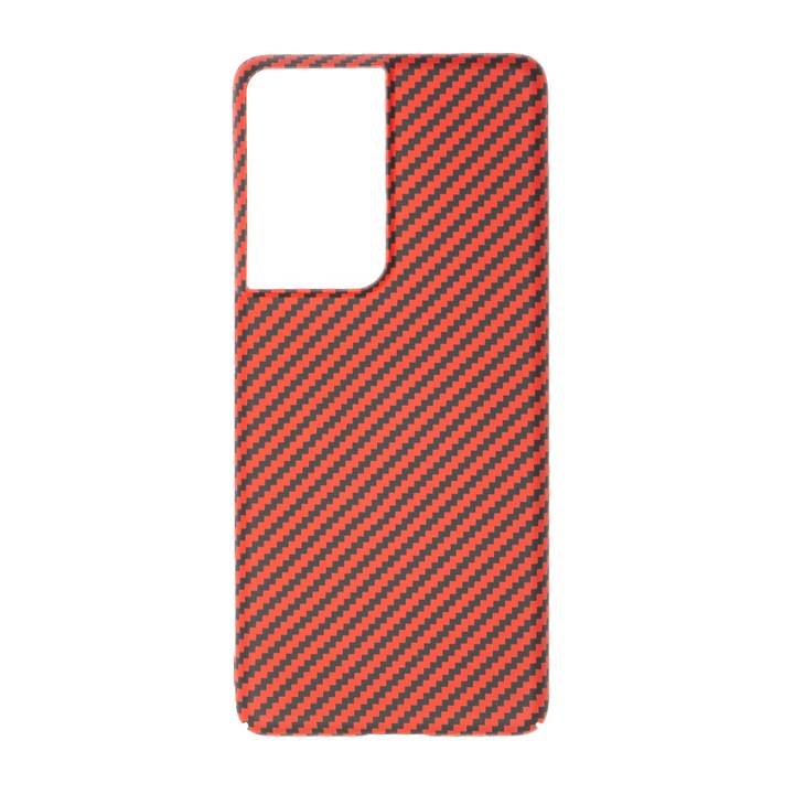 Husa de telefon, LUXO, compatibil cu Samsung Galaxy S21 Ultra, model Awesome Red, PC Kevlar, rosu