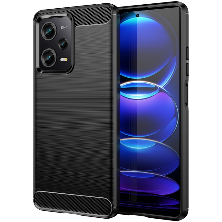 Carcasa Flexible Carbon compatibila cu Xiaomi Redmi Note 12 Pro / Poco X5 Pro 5G Black