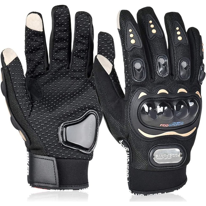 Manusi Moto din material impermeabil cu protectie incheietura din fibra de carbon, marime L, Negru, RBT-BBL8071