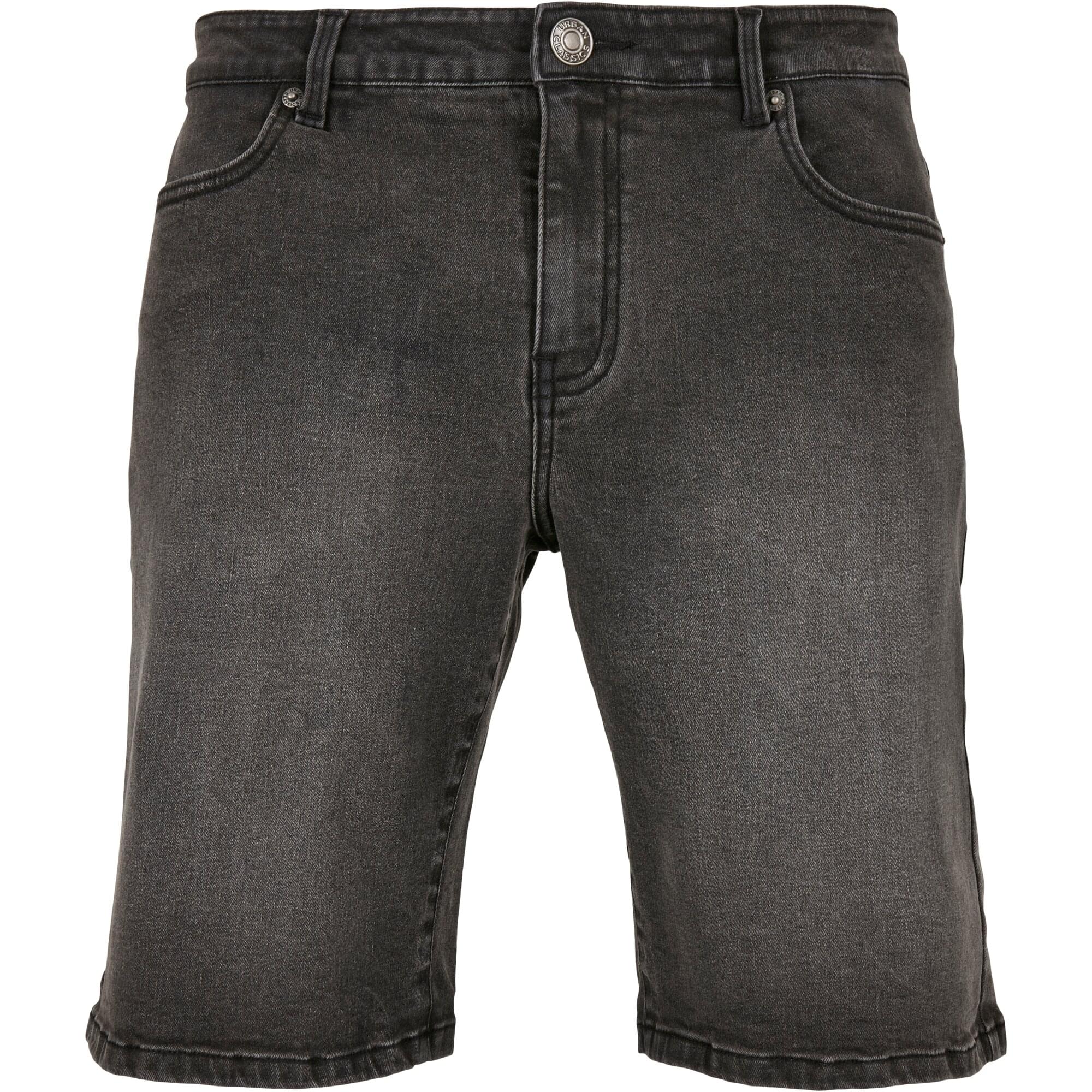 Urban Classics, Blugi scurti cu talie medie, Gri antracit, 28
