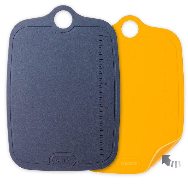 Set 2 placi TPU flexibile pentru tocat cu doua fete, Diess LUX, cu suprafata mare de taiere, gradate