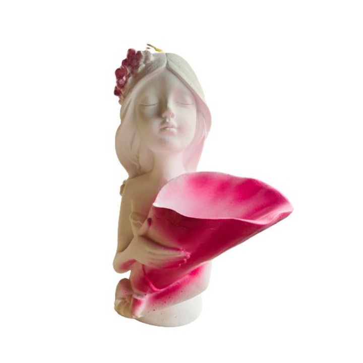 OEM Váza, Lady D, fehér/rózsaszín, 34 cm