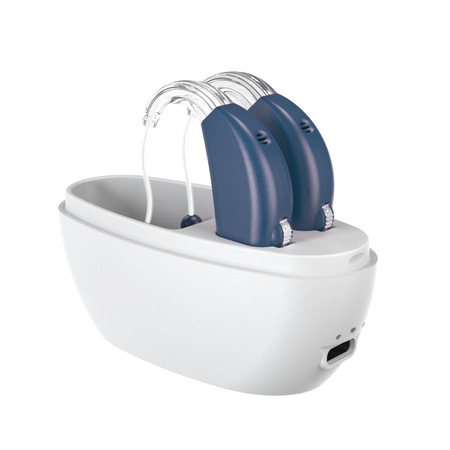 Set de doua Aparate Auditive, cu Cutie Reincarcabila, Autonomie pana la 30h per Aparat, 120 dB, 3 Marimi de Dopuri din Silicon Medical, Incarcare Usb
