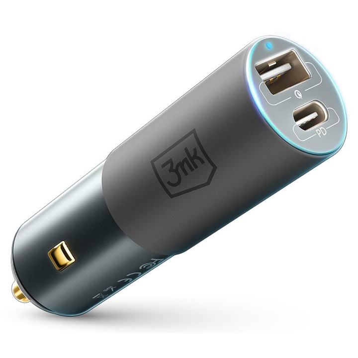 Autós töltő 100w 1xUSB-A / 1xUSB-C 3mk HyperCar