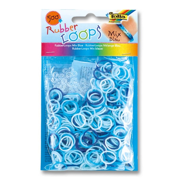 Set 500 elastice, Folia, Cauciuc, Albastru
