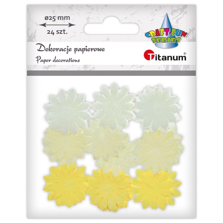 Set 24 flori decorative, Titanum, Hartie, Multicolor, 25mm