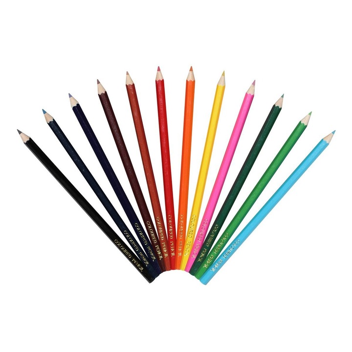 Set 12 creioane colorate, Titanium, 7mm x 17.5cm, Multicolor