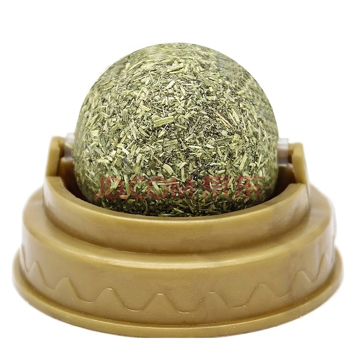 Jucarie Pisici - Sfera din Iarba matei catnip, spate Adeziv, Auriu, Sigilat in punga zip-lock
