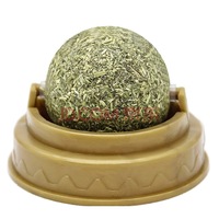 Jucarie Pisici - Sfera din Iarba matei catnip, spate Adeziv, Auriu, Sigilat in punga zip-lock