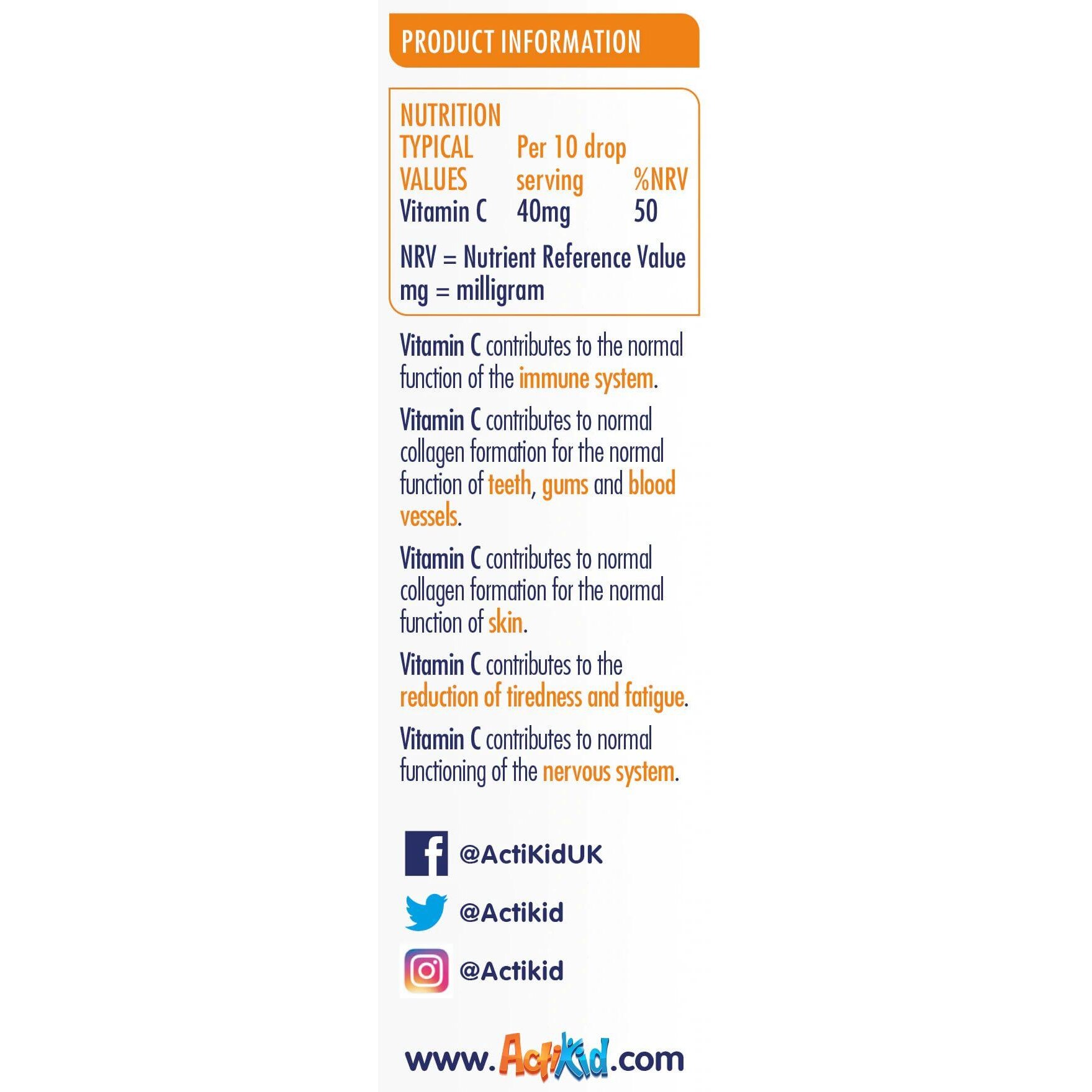 Vitamina C Drops Pentru copii, ActiKid, 15ml eMAG.ro