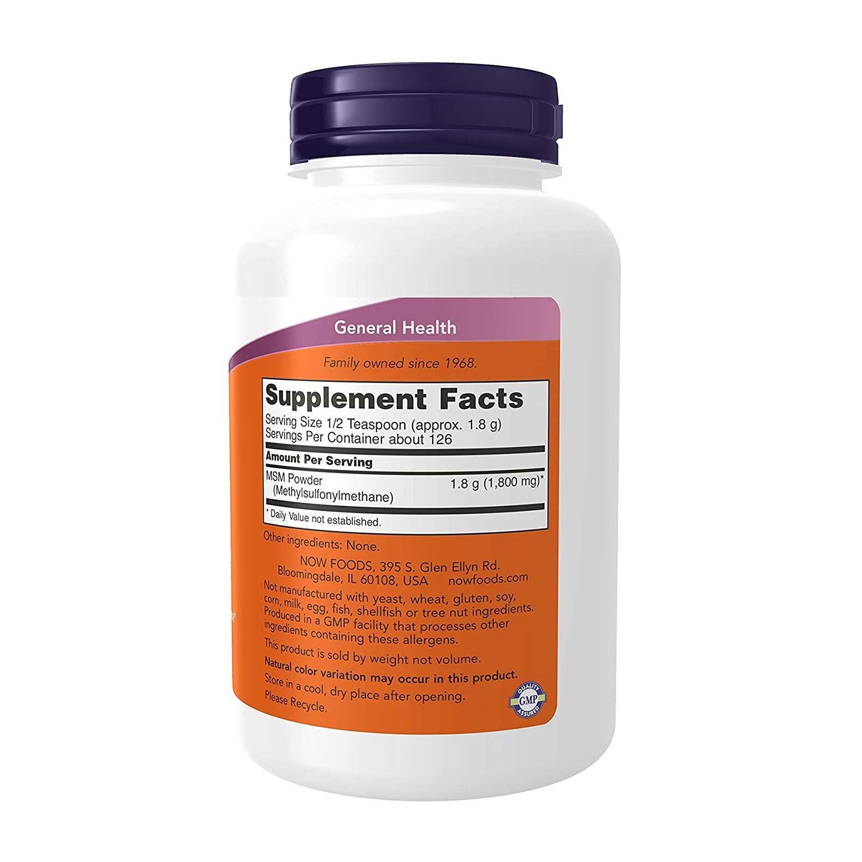 MSM Powder Methylsulphonylmethane, sanatatea articulatiilor, Now foods