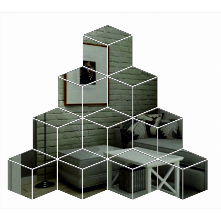 Oglinda decorativa acrilica, model cuburi