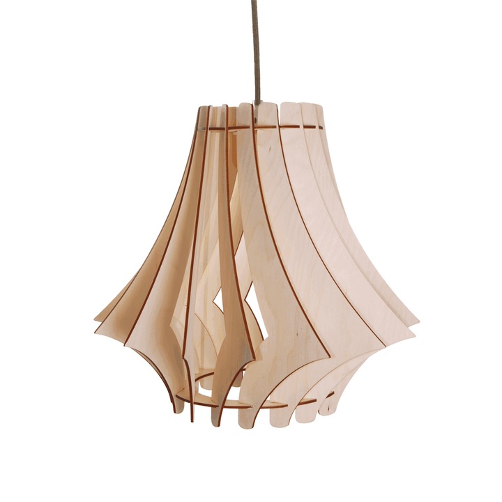 Lampa suspendata, Kornik, Lemn, E27, Culoare naturala
