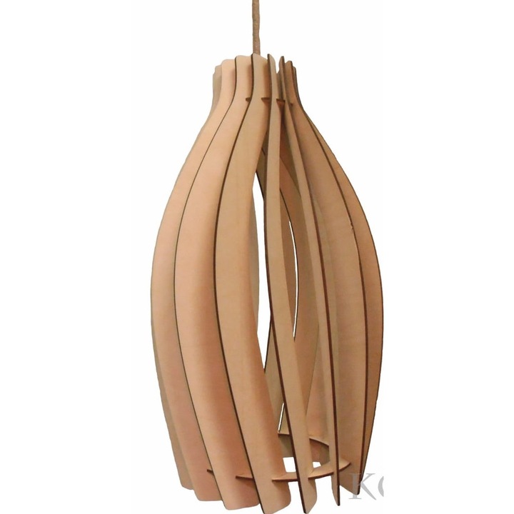 Lampa suspendata, Kornik, Lemn, E27, Culoare naturala