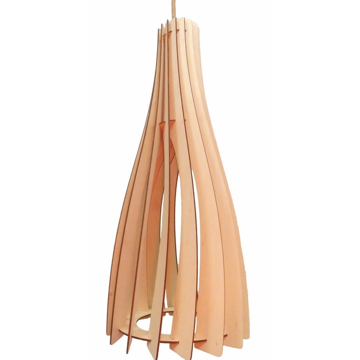 Lampa suspendata, Kornik, Lemn, E27, Culoare naturala