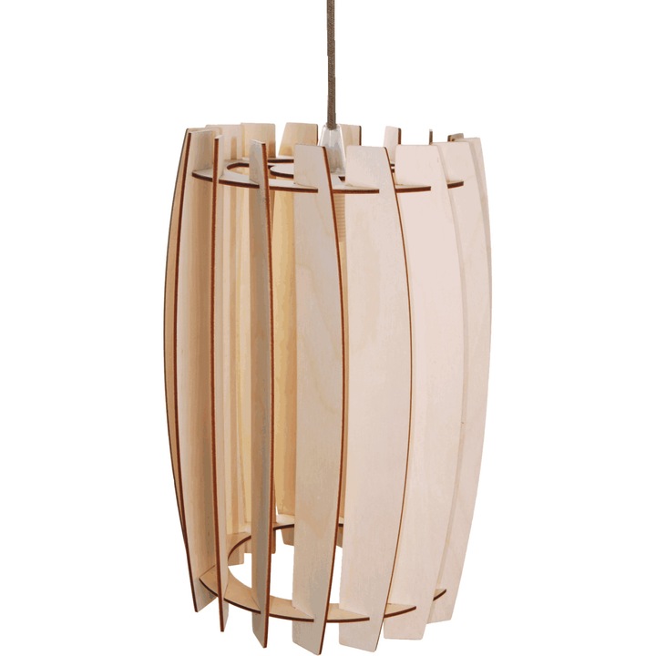 Lampa suspendata, Kornik, Lemn, E27, Culoare naturala