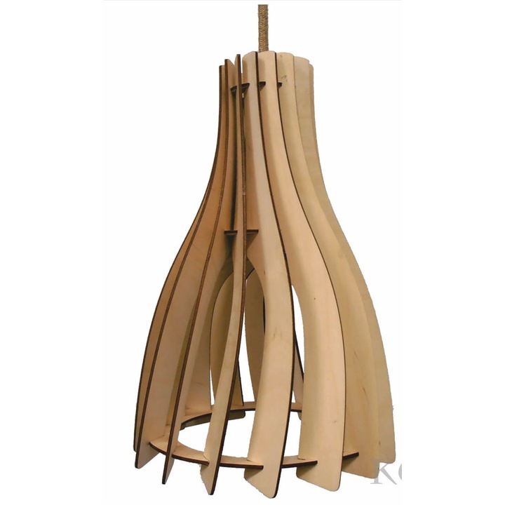 Lampa suspendata, Kornik, Lemn, E27, Culoare naturala