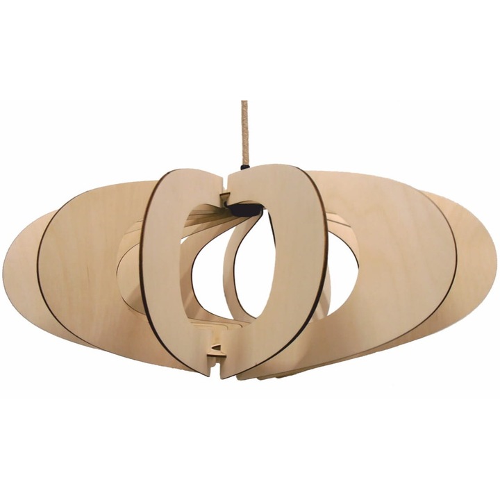 Lampa suspendata, Kornik, Lemn, E27, Culoare naturala