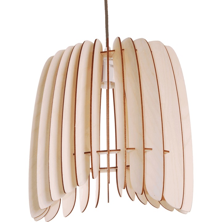 Lampa suspendata, Kornik, Lemn, E27, Culoare naturala