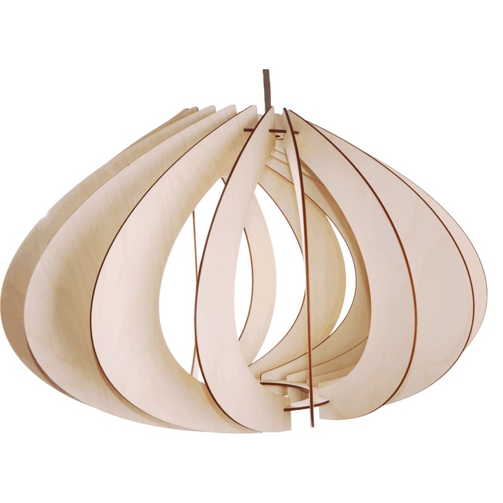 Lampa suspendata, Kornik, Lemn, E27, Culoare naturala