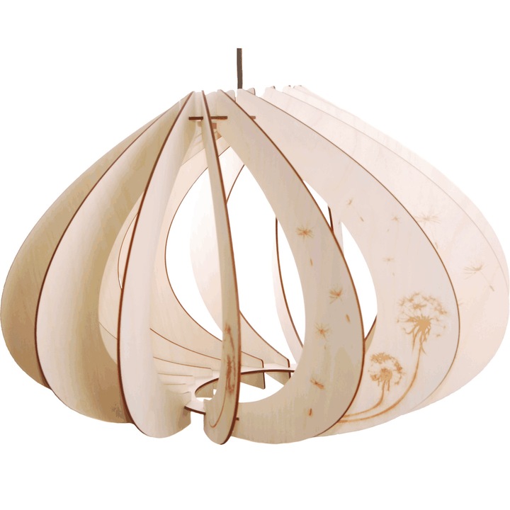 Lampa suspendata, Kornik, Lemn, E27, Culoare naturala