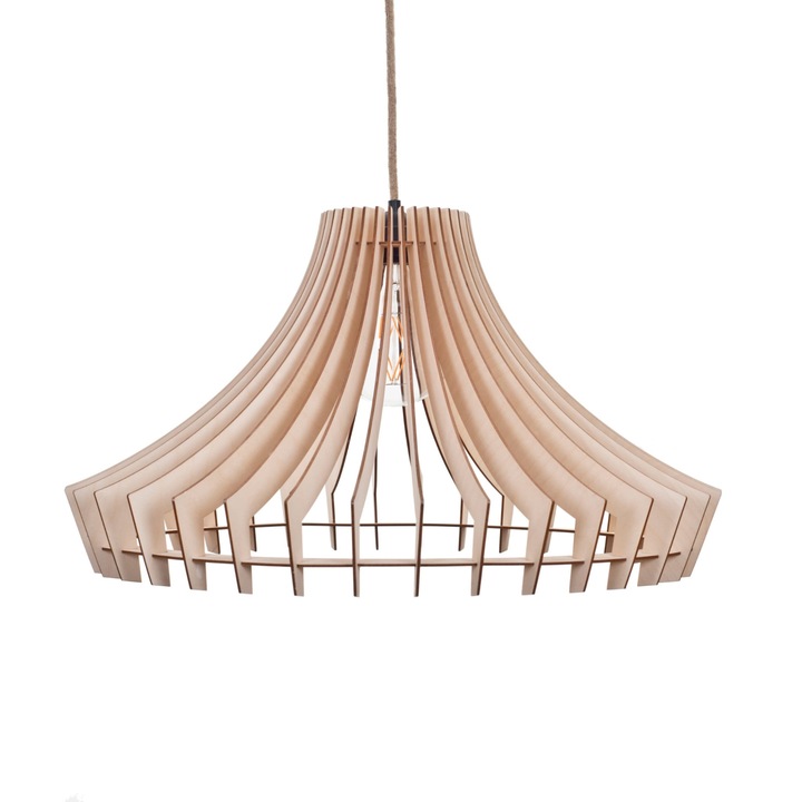 Lampa suspendata, Kornik, Lemn, E27, Culoare naturala