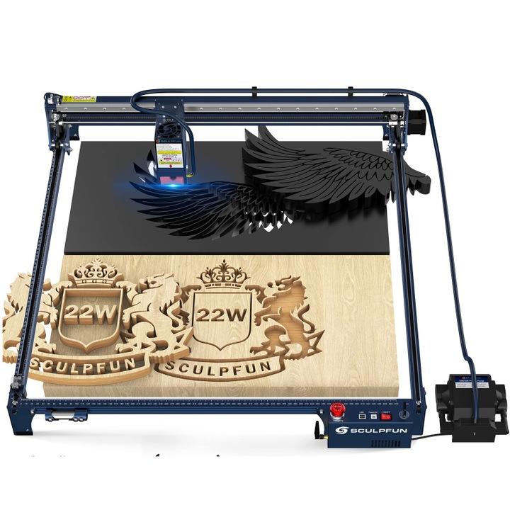 Masina de gravat S30 Ultra-22W, SCULPFUN, 600x600mm, cu pompa, Albastru