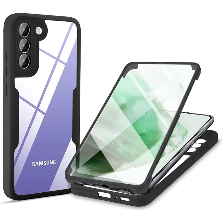 Калъф за телефон, за Samsung Galaxy S23 Plus 5G, удароустойчив, здрав, защита на екрана, 360° защита, Черен