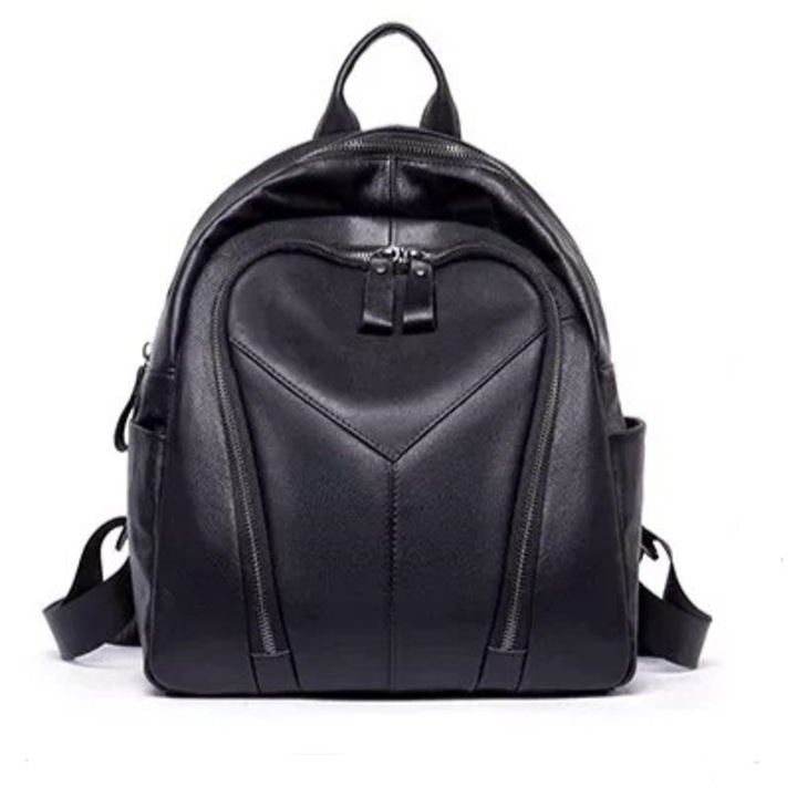 Rucsac dama Delis, Varvara GT2071, piele naturala, Negru