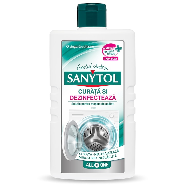 Solutie de curatat si dezinfectant pentru masina de spalat Sanytol, 250ml